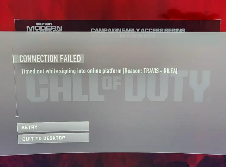 Call of Duty MW3 Servers Down - Travis Rilela Connection Timed Out 1