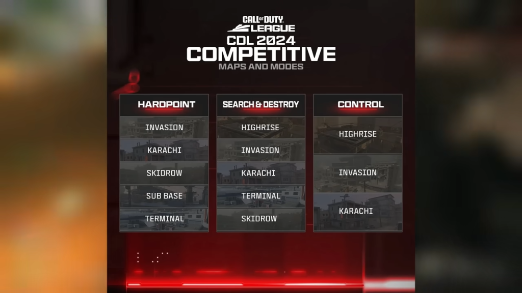 COD MW3 Competitive Map Roster and Game Modes