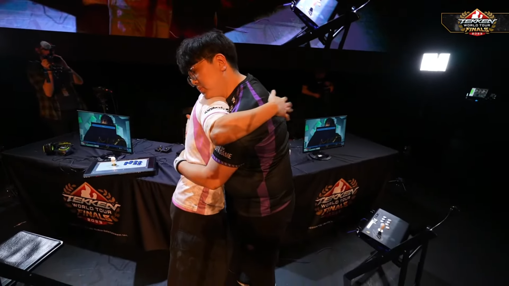 KDF's CBM and ULSAN hugging it out as CBM makes his way to the Grand Finals of TWT 2023