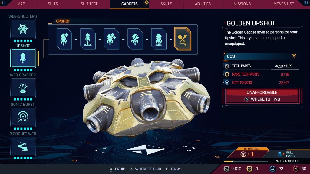 Golden Gadgets added in Spider-Man 2 New Game+